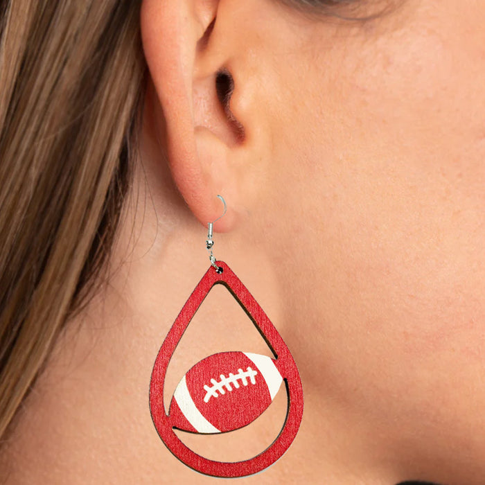 Wooden Rugby Earrings