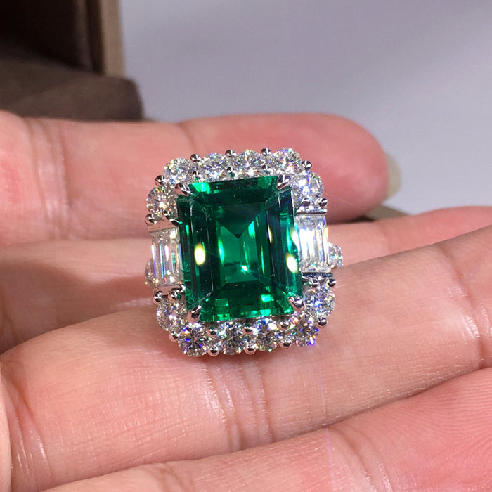 Anillo geométrico de alta gama con simulación de temperamento, anillo de lujo de estilo europeo y americano.