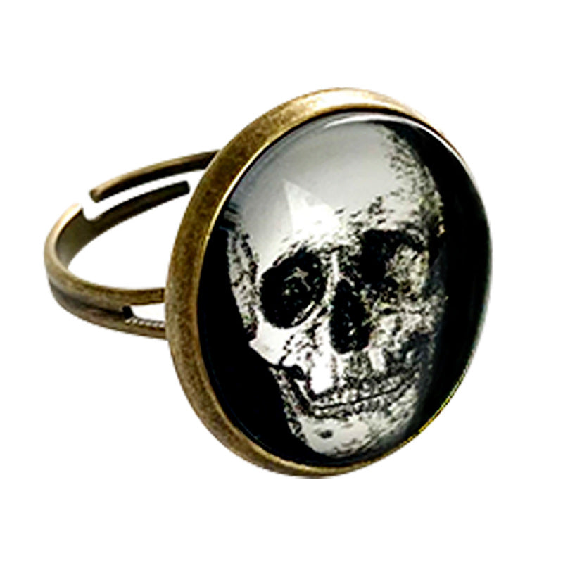Glass Open Ring with Time Gemstone for Christmas and Halloween - Unique and Trendy Western Style for Women - wallojewerly 