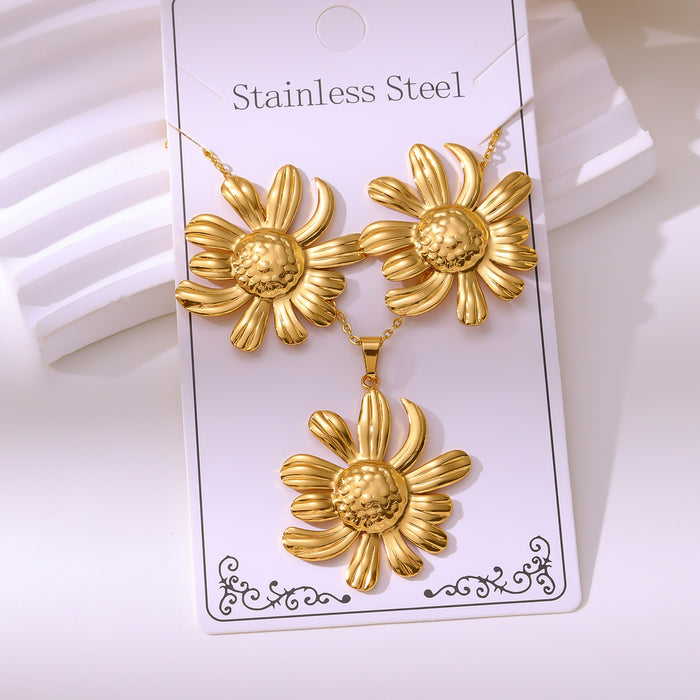 Wholesale 304 stainless steel hydraulic gold-plated earrings and necklace sets - wallojewerly 