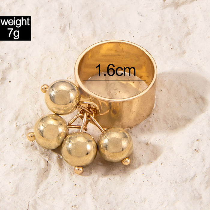 French retro gold geometric sphere creative simple single versatile ring