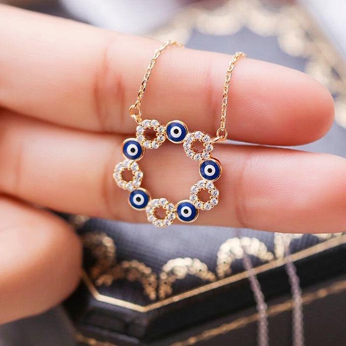 Collar de moda con cadena de clavícula de ojo de diablo de epoxi para mujer