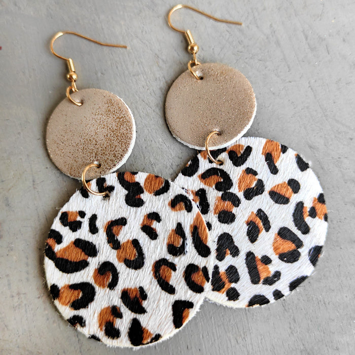 Leopard and Cow Print Leather Earrings with Western Style