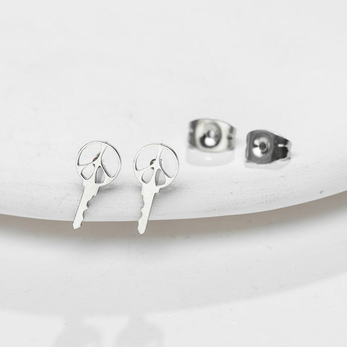 Key Stainless Steel Stud Earrings - Simple and Stylish Geometric Jewelry