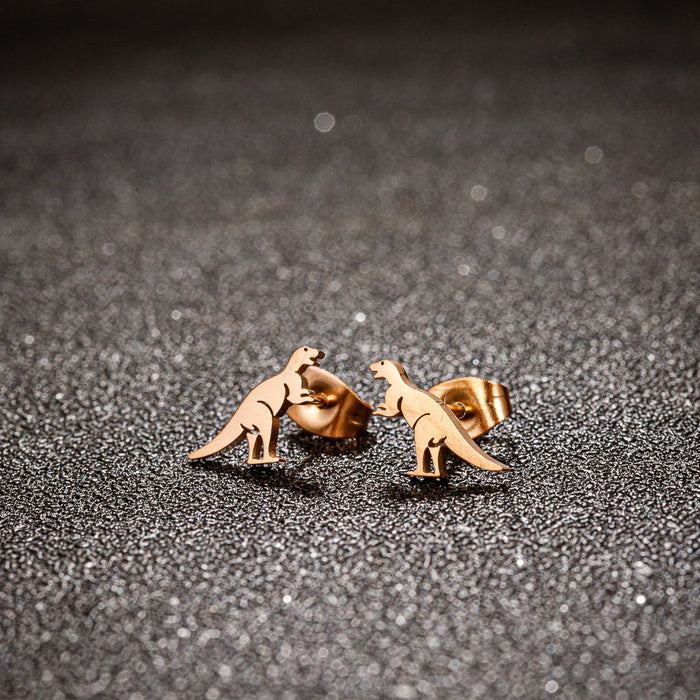 Dinosaur Stainless Steel Stud Earrings - Fun and Playful Animal Jewelry