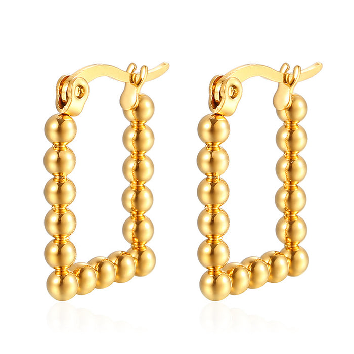 Geometric welding bead earrings high-grade 18K plated earrings