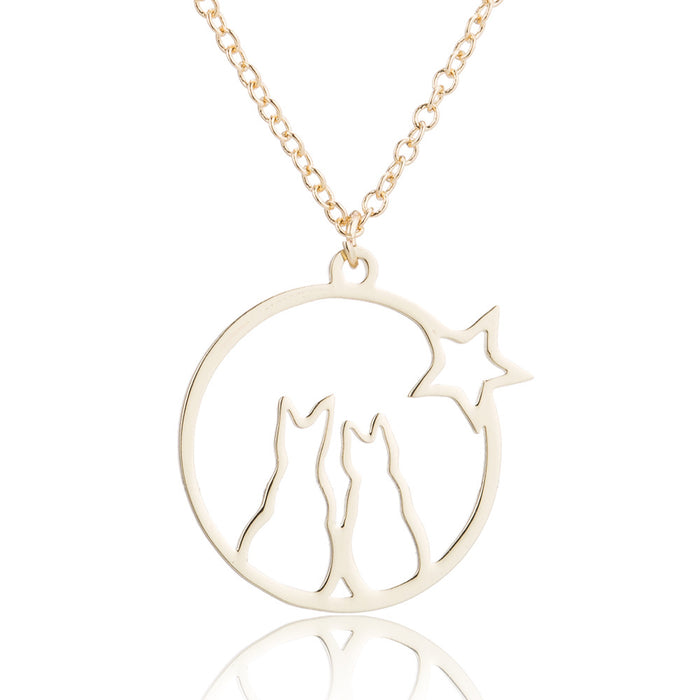 Kitten pet necklace, simple stainless steel animal clavicle chain ins niche design jewelry