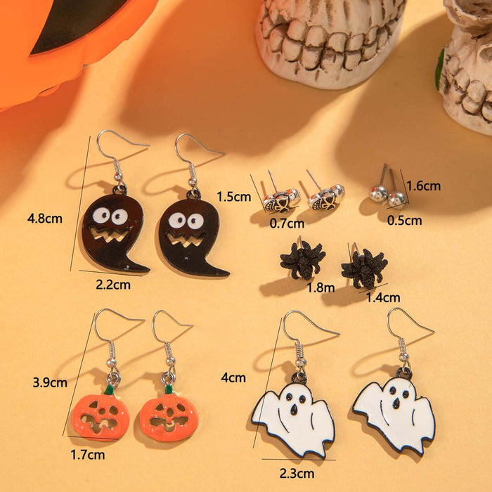 Halloween funny skull pumpkin earrings dark oil drip spider earrings for women