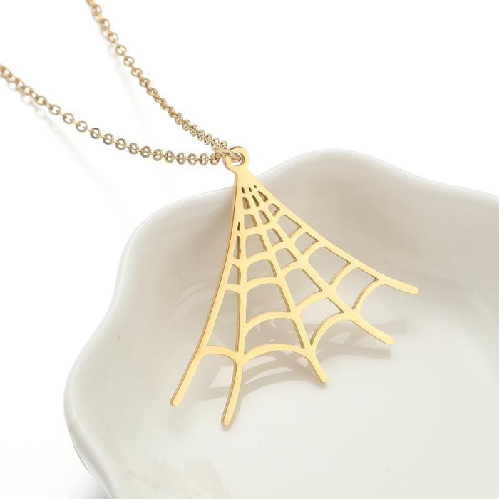 Spider web pendant necklace, European and American Halloween fashion clavicle chain earrings set for women ins style