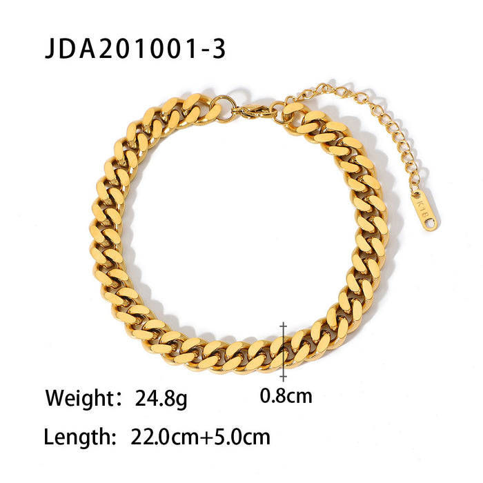 Fashionable Cuban Link Anklet - Gold Plated 316L Stainless Steel Hip-Hop Jewelry for Women