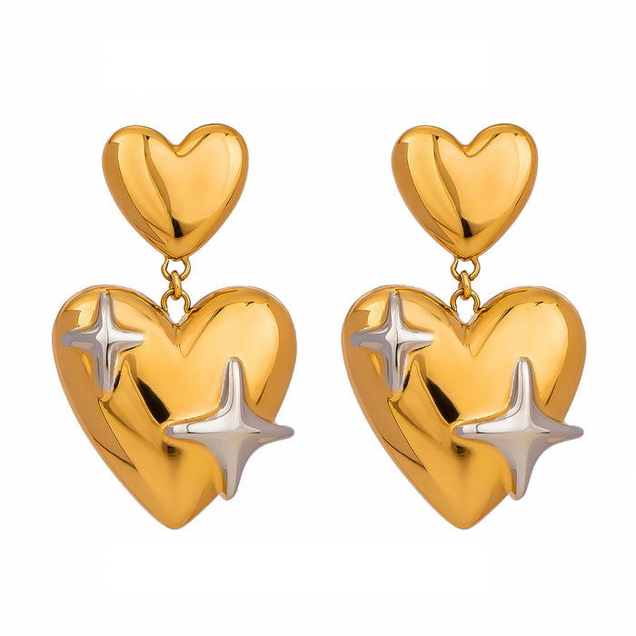 Stainless steel heart earrings autumn and winter ear titanium steel earrings