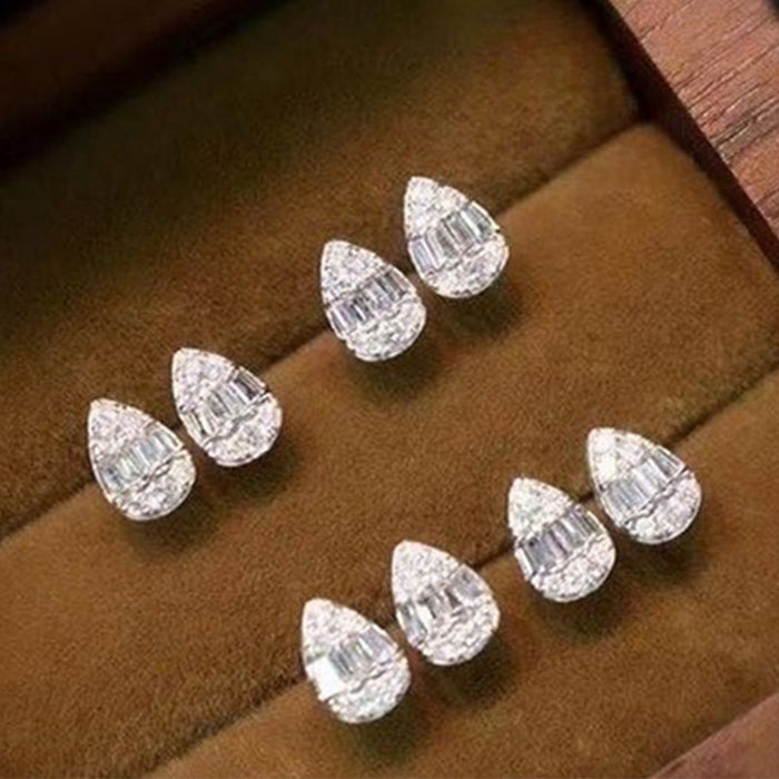 Pendientes de lágrima en forma de pera para mujer con pendientes de cobre con diamantes