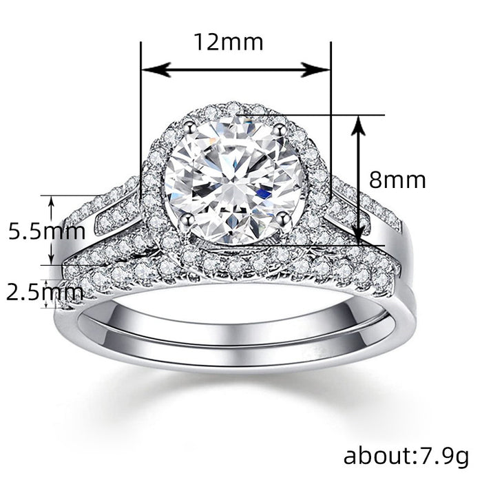 Light luxury wedding ring for women with zircon inlay design