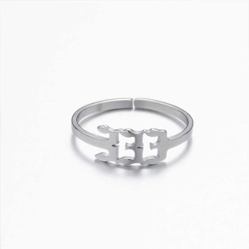 Lucky number ring, stainless steel 111-999 open memorial ring wholesale