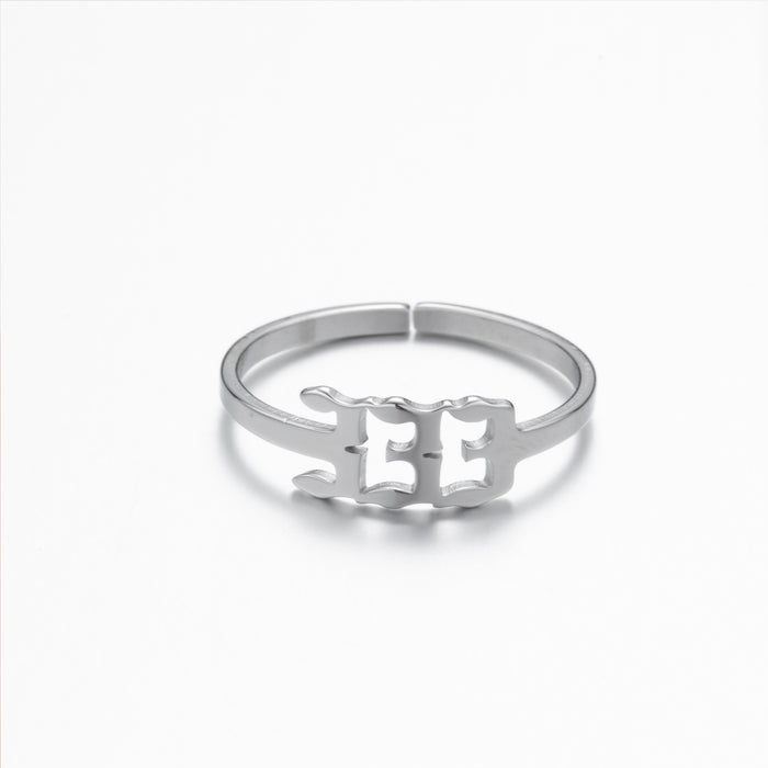 Lucky number ring, stainless steel 111-999 open memorial ring wholesale