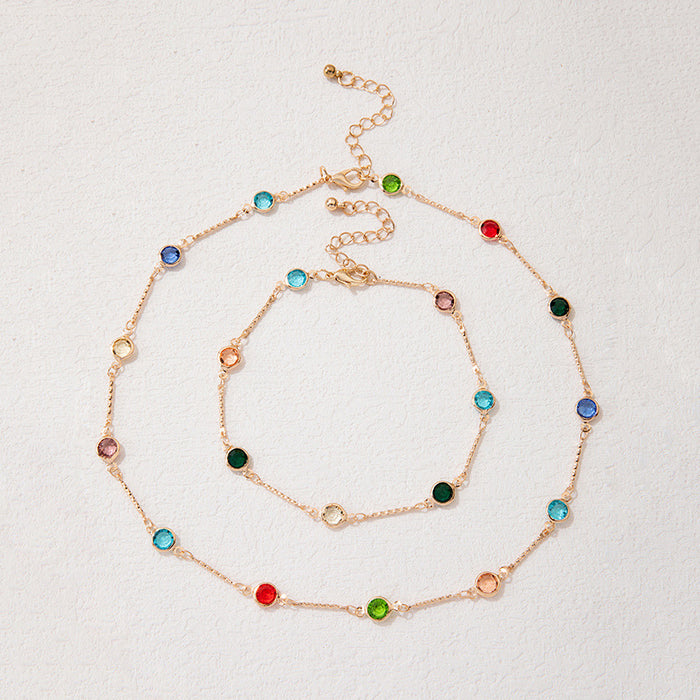 Color-Blocked Pearl and Gold Anklet Set - Retro and Stylish Accessory