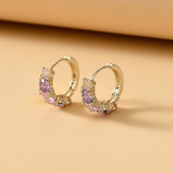 Heart-shaped zircon and diamond electroplated earrings