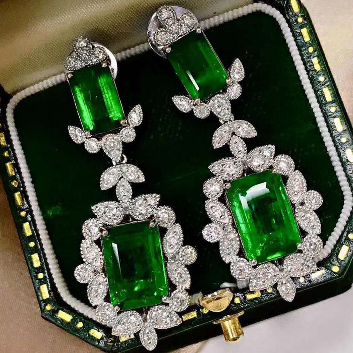 Pendientes de diamantes de imitación de princesa esmeralda para el día de San Valentín