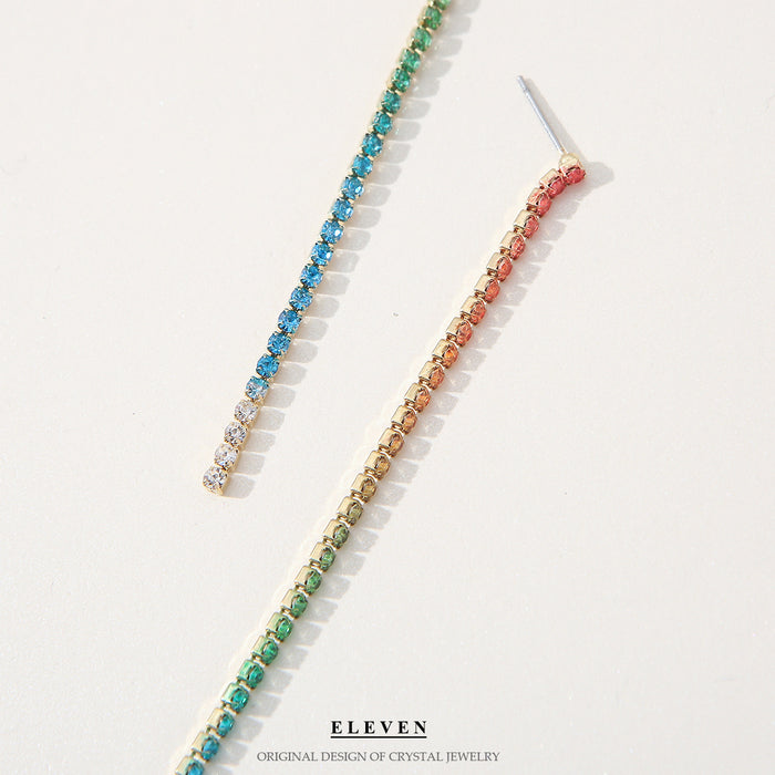 Korean Colorful Long Earrings - Simple Rhinestone Dangles for a Stylish Look - wallojewerly 