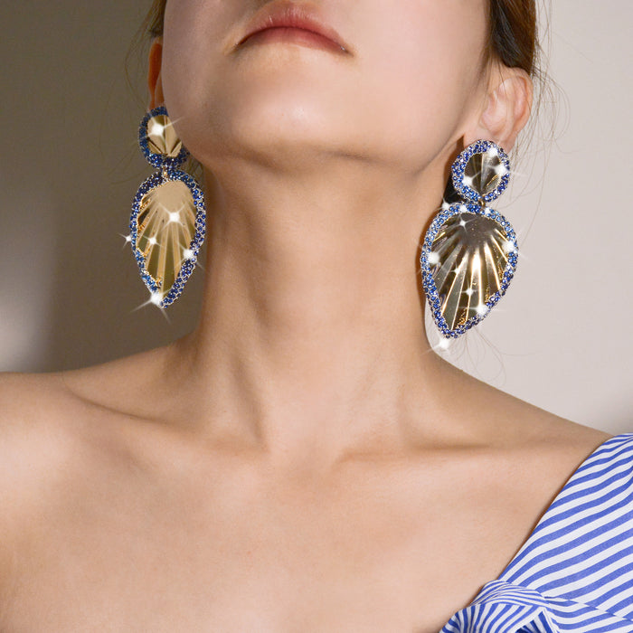 Exaggerated Leaf Metal Earrings - Trendy Party Dangles for a Bold Look