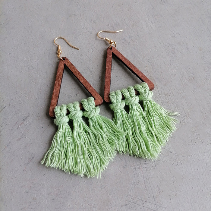 Summer Tassel Earrings with Morandi Color and Triangle Design