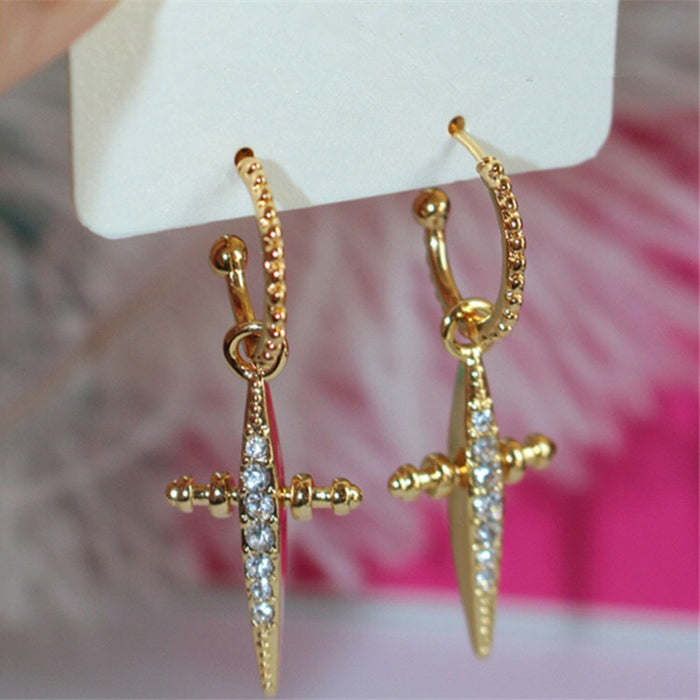 Zircon cross earrings for women