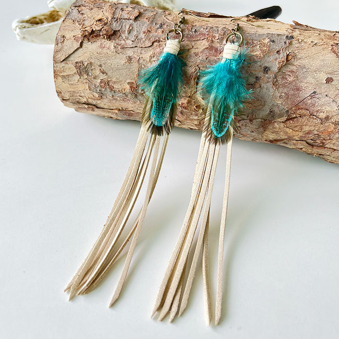 Exaggerated Long Tassel Bohemian Earrings with Western Vintage Style