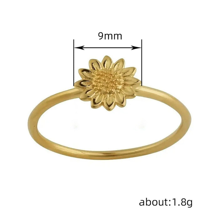 Sunflower flower ring artistic temperament ring