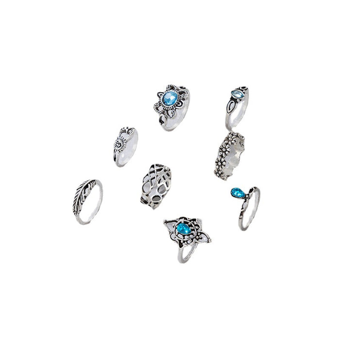 Imitation Opal Wave Nine-Piece Ring Set