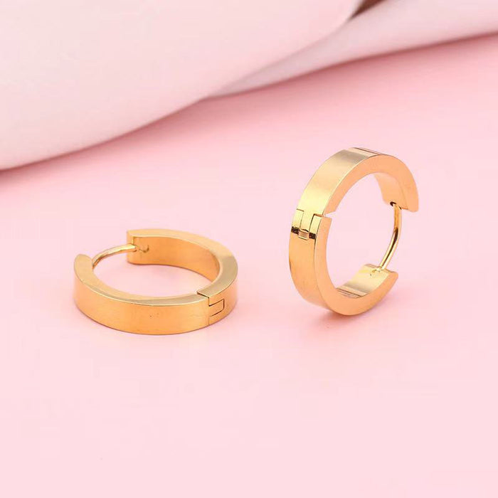 Stainless steel double-sided personalized titanium steel easy-to-buckle earrings for women