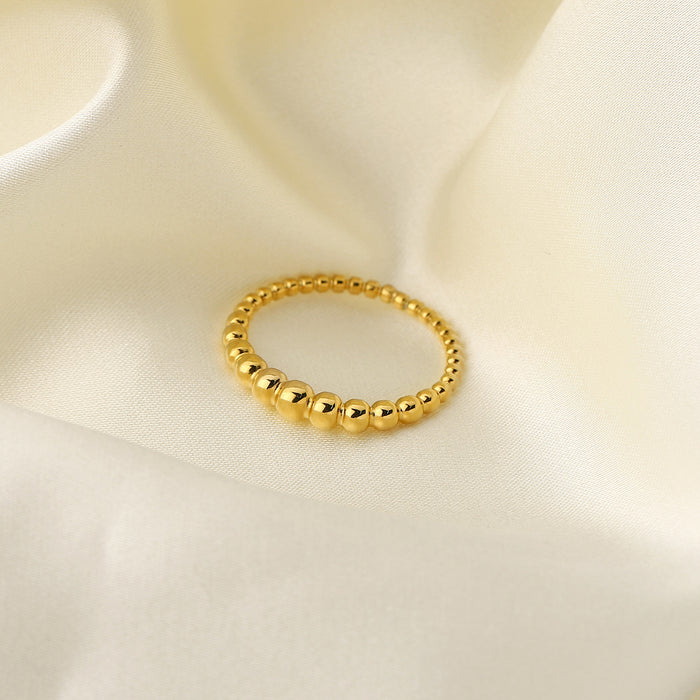 18K Gold Stainless Steel Serpent-Style Ring with Hammered Texture