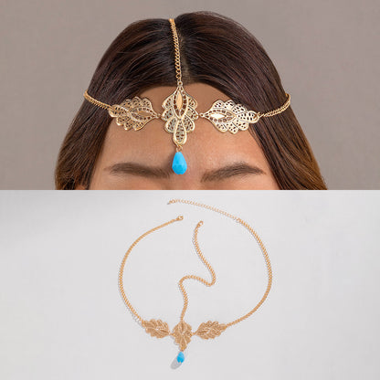 Pearl and Rhinestone Head chain Headband with Exotic Flair for Women