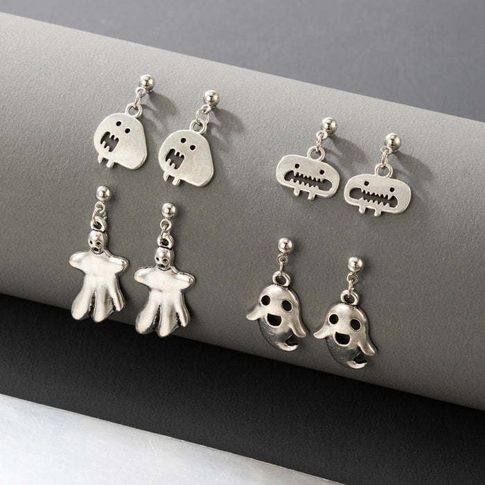 Halloween ghost earrings set simple silver cold style ghost earrings