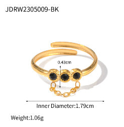 Stainless Steel Black Onyx Natural Stone Ring