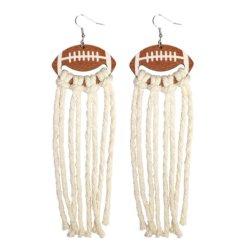 World Cup Long Tassel Earrings with Sports Themes