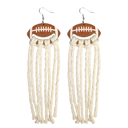 World Cup Long Tassel Earrings with Sports Themes