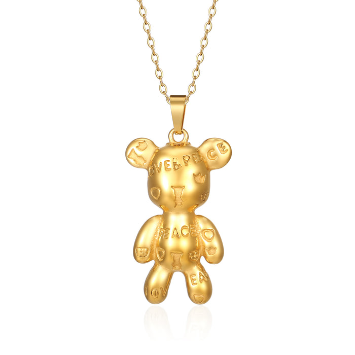 Bear letter necklace, 18K titanium steel light luxury fashion jewelry