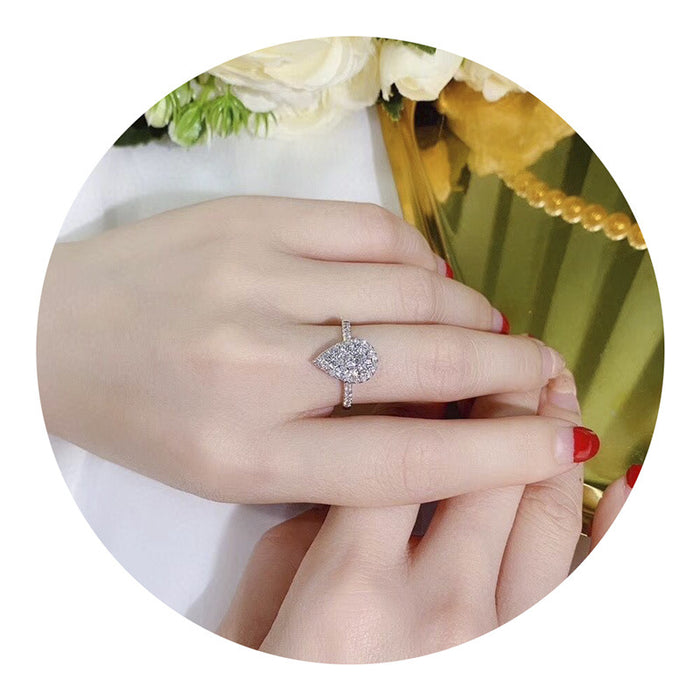 Water drop zircon ring Valentine's Day gift fashion light luxury women's ring