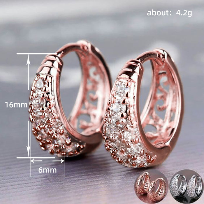 Half circle zircon earrings hollow design earrings