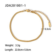 Fashionable Cuban Link Anklet - Gold Plated 316L Stainless Steel Hip-Hop Jewelry for Women - wallojewerly 