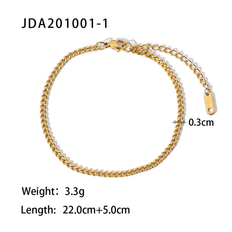 Fashionable Cuban Link Anklet - Gold Plated 316L Stainless Steel Hip-Hop Jewelry for Women - wallojewerly 