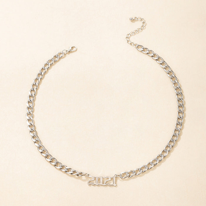 Unique Hip-Hop Clavicle Chain with Numeric Chain Single Layer Necklace