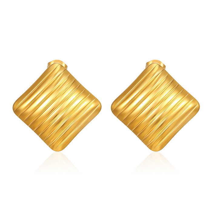 Titanium steel stripe stainless steel earrings light luxury temperament 18K gold wholesale