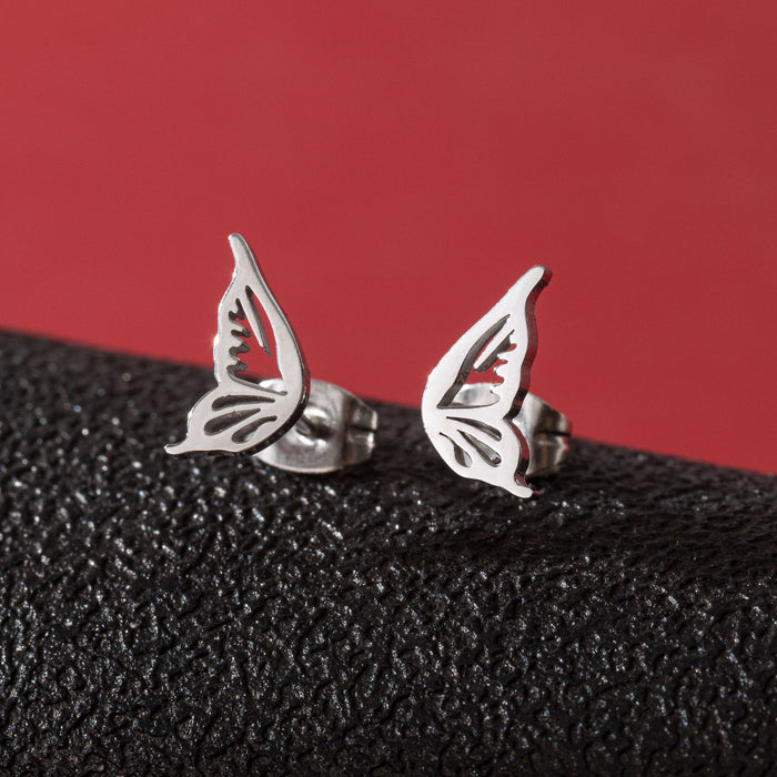 Butterfly rabbit earrings, Korean stainless steel small animal earrings ins girls cute cat fish earrings wholesale