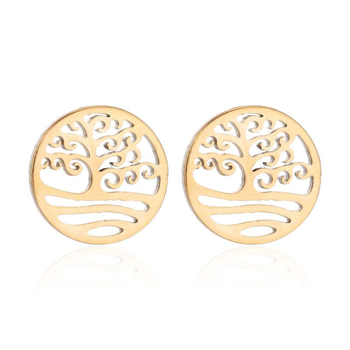 Tree of Life Stainless Steel Stud Earrings - Elegant and Symbolic Jewelry for Women