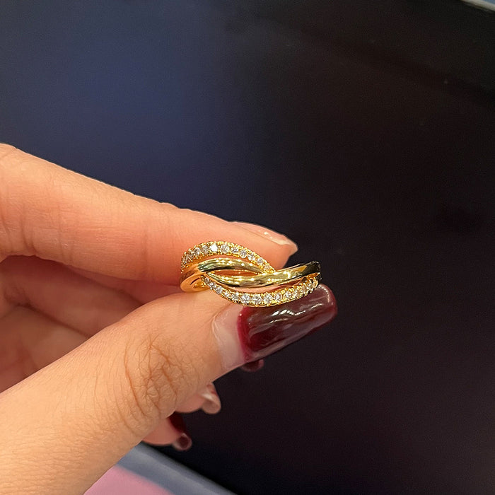 Anillo de circonita de una sola fila, joyería popular de comercio exterior