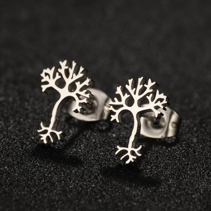 Pendientes de acero inoxidable con forma de árbol de la vida: joyas de oro de 18 quilates estilo bohemio