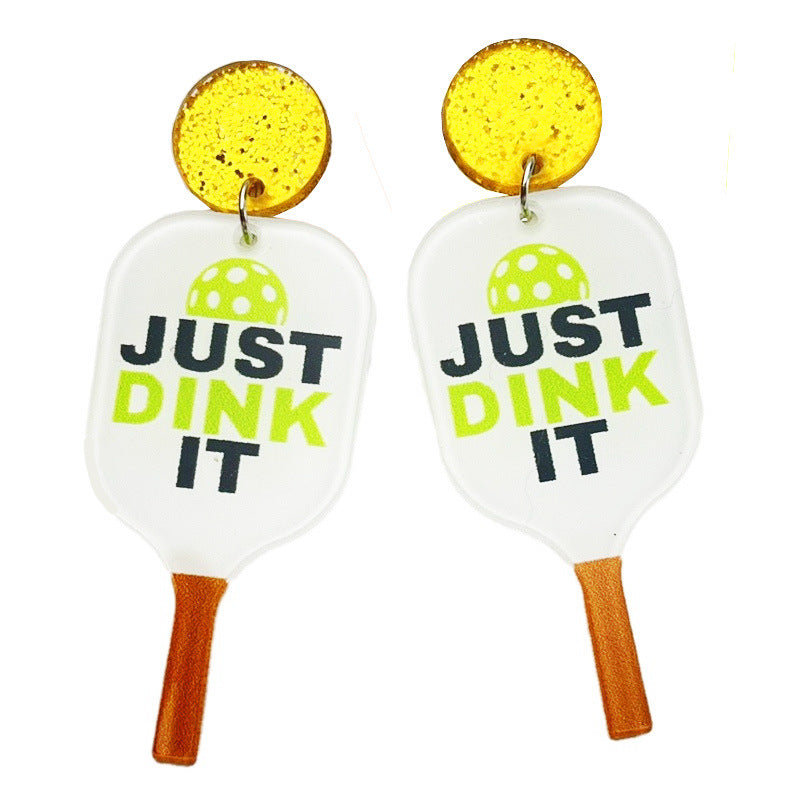 Pickleball Enthusiast Acrylic Racket Earrings - wallojewerly 