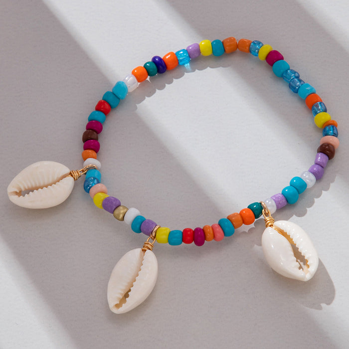 Colorful Shell Bracelet Set - Three-Piece Boho Beaded Jewelry