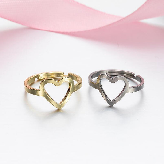 Korean geometric love ring, simple heart-shaped open ring wholesale